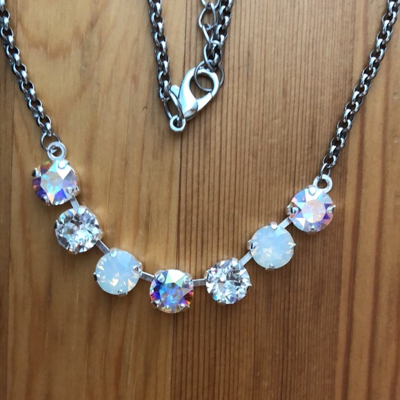 White Opal + AB Crystal Necklace - Picture 7 of 15